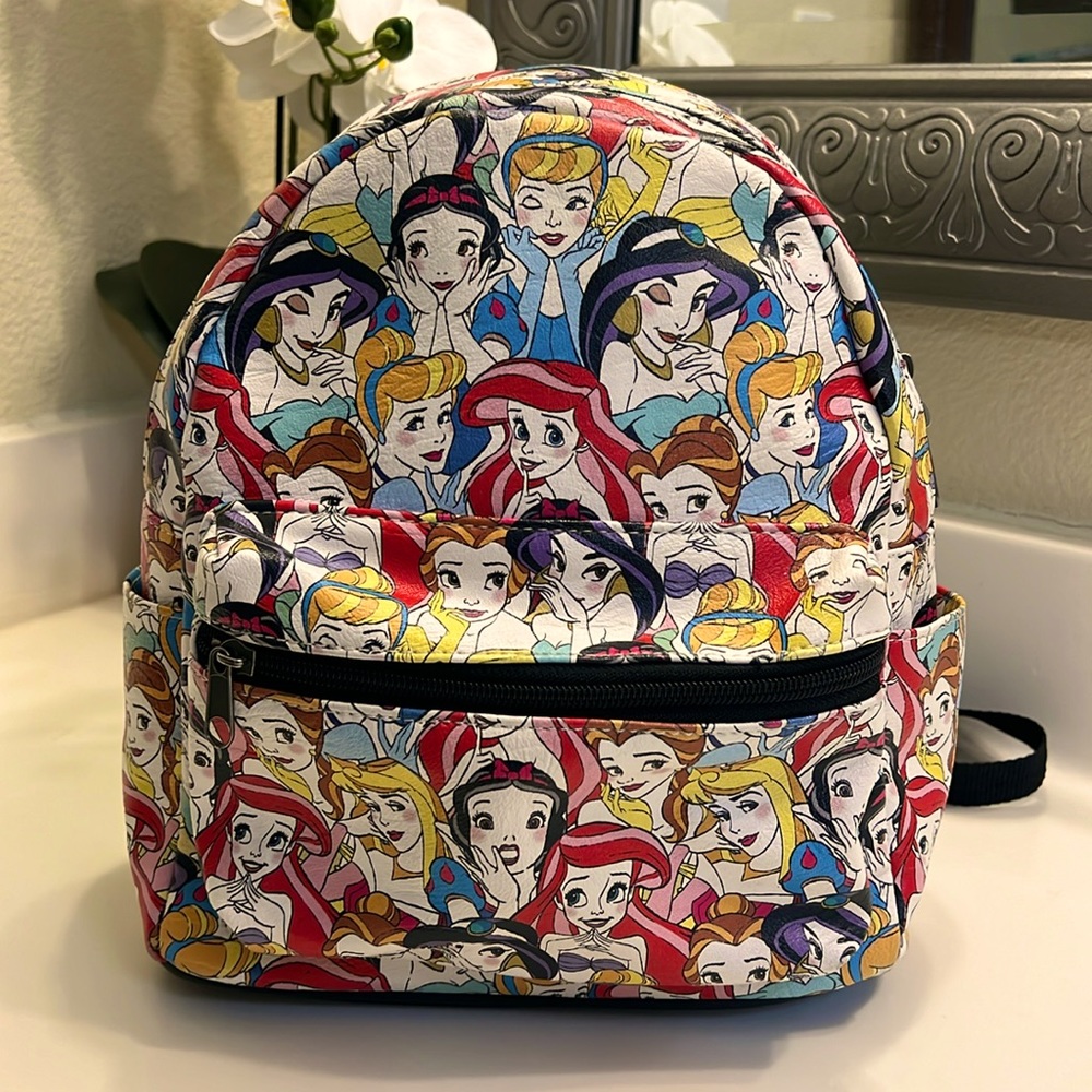 Rare Loungefly Disney Princess Mini Backpack All Over Face Print Expressions